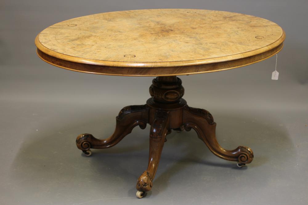 A VICTORIAN BURR WALNUT LOO TABLE Image