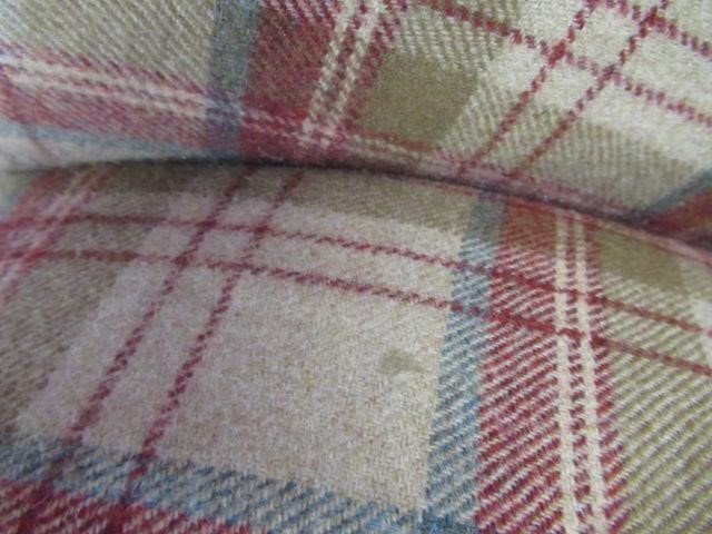 A VICTORIAN WALNUT FRAMED CHESTERFIELD SOFA, upholstered in wool tartan, raised on turned legs with Image