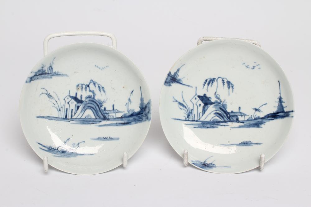A PAIR OF LIVERPOOL PORCELAIN SAUCERS Image