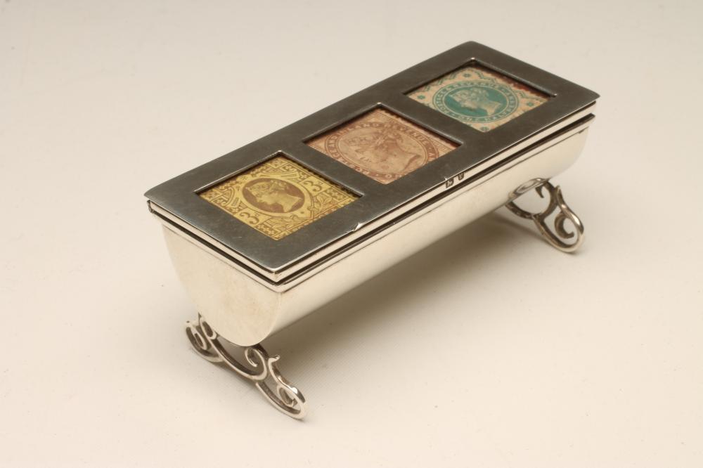 A LATE VICTORIAN SILVER TRIPLE STAMP BOX Image