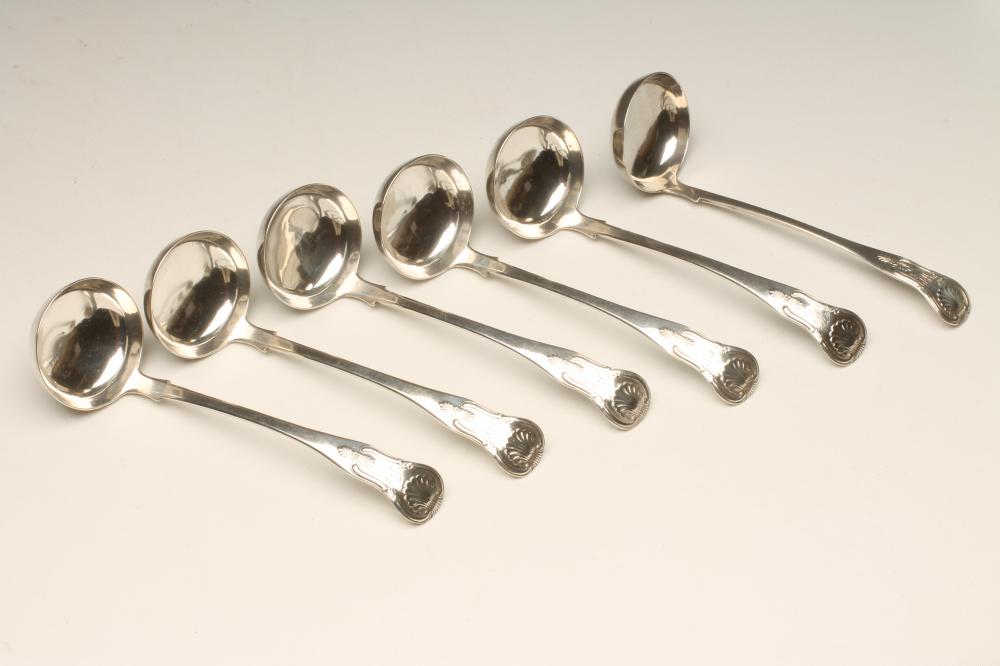 A SET OF SIX VICTORIAN SCOTTISH SILVER TODDY LADLES Image