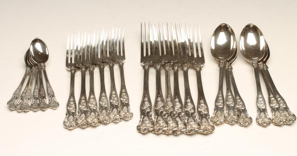 A VICTORIAN SILVER COMPOSITE PART TABLE SERVICE Image