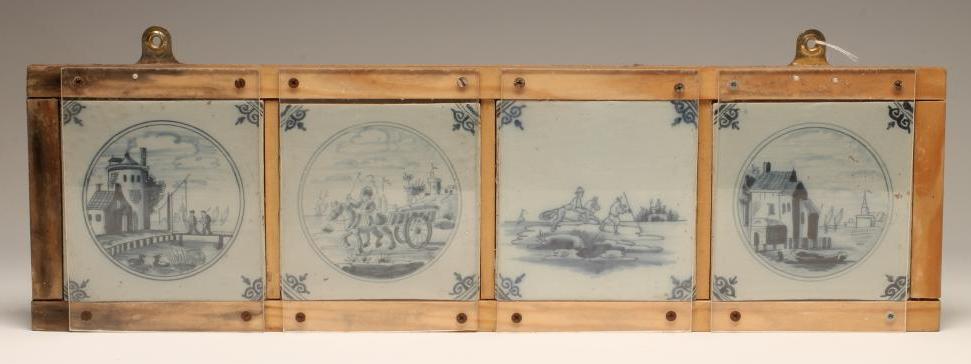 A SET OF FOUR DUTCH DELFT TILES Image