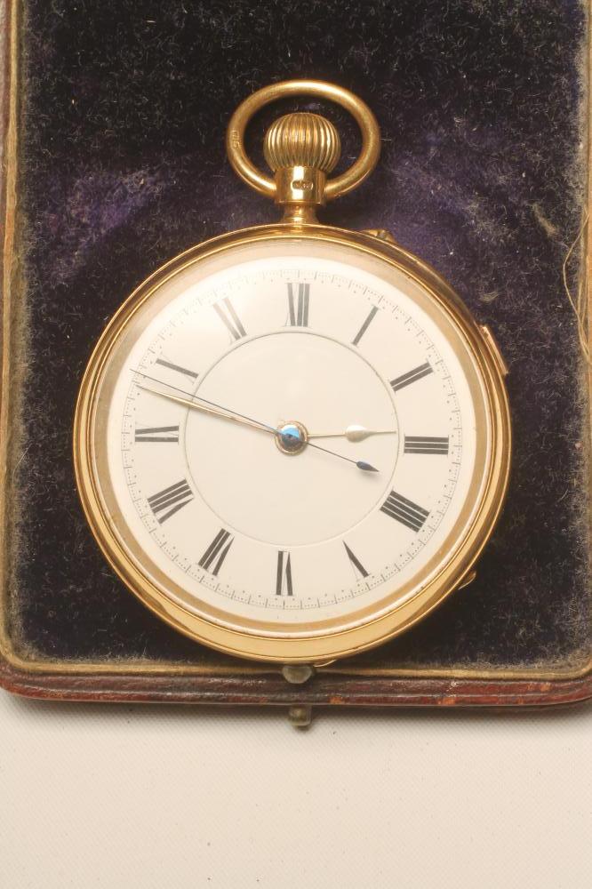 AN EDWARDIAN 18CT GOLD TOP WIND CHRONOGRAPH Image