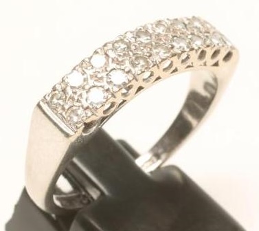 A DIAMOND DOUBLE ROW HALF HOOP ETERNITY RING Image