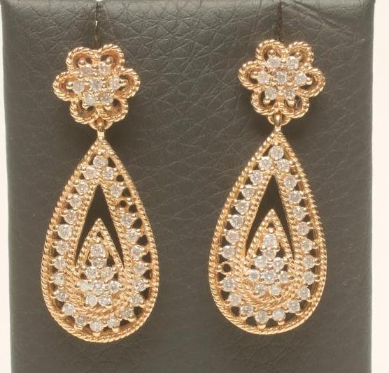 A PAIR OF DIAMOND DROP EAR STUDS Image