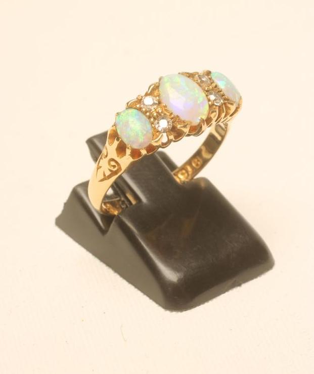 A VICTORIAN OPAL AND DIAMOND RING Image