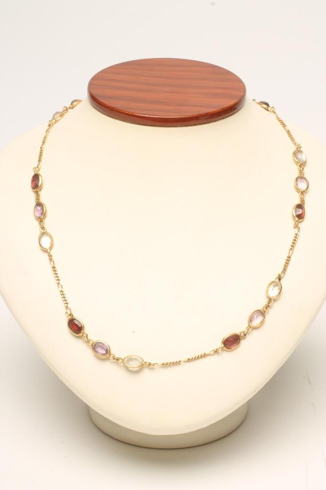 A MULTI-GEM 18CT GOLD NECKLACE Image