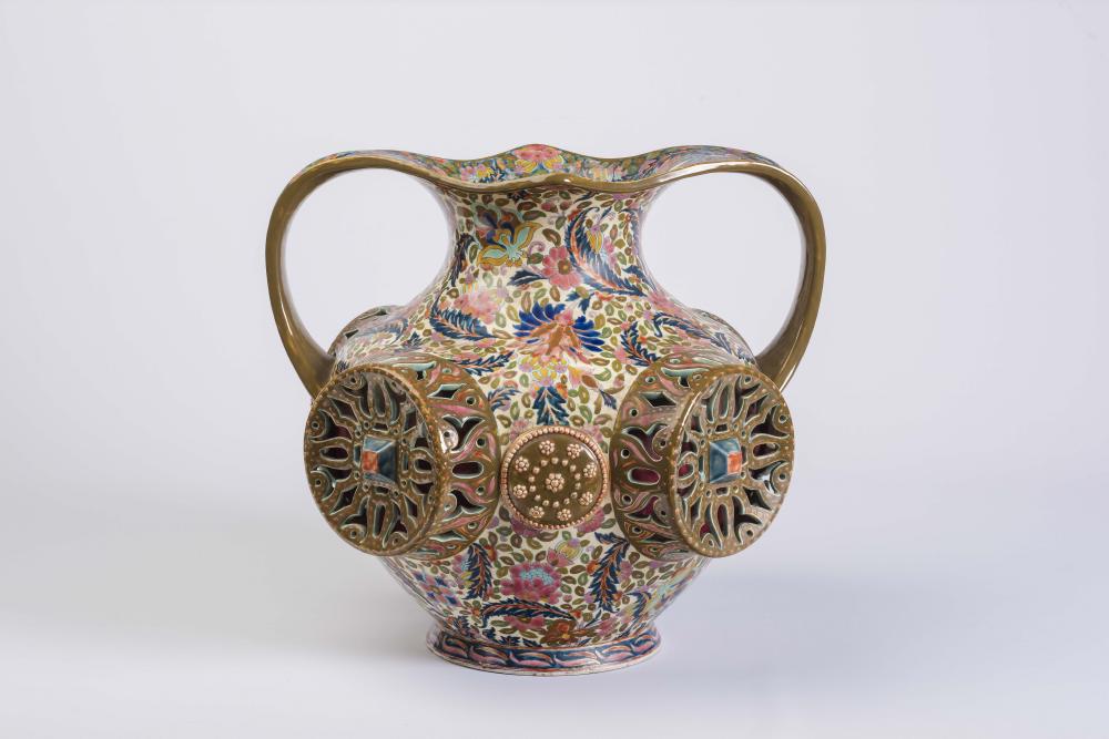 A MASSIVE FISCHER EARTHENWARE VASE Image