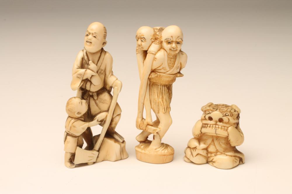 TWO JAPANESE IVORY SMALL FIGURES Image