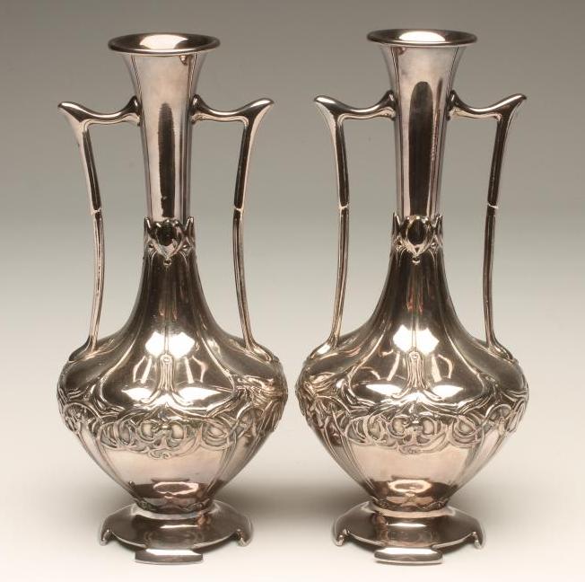 A PAIR OF W.M.F. ART NOUVEAU STEM VASES Image