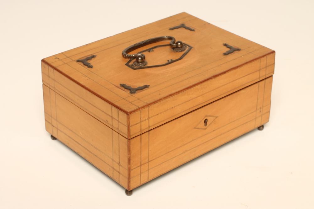 A PALAIS ROYAL STYLE FRUITWOOD SEWING BOX Image