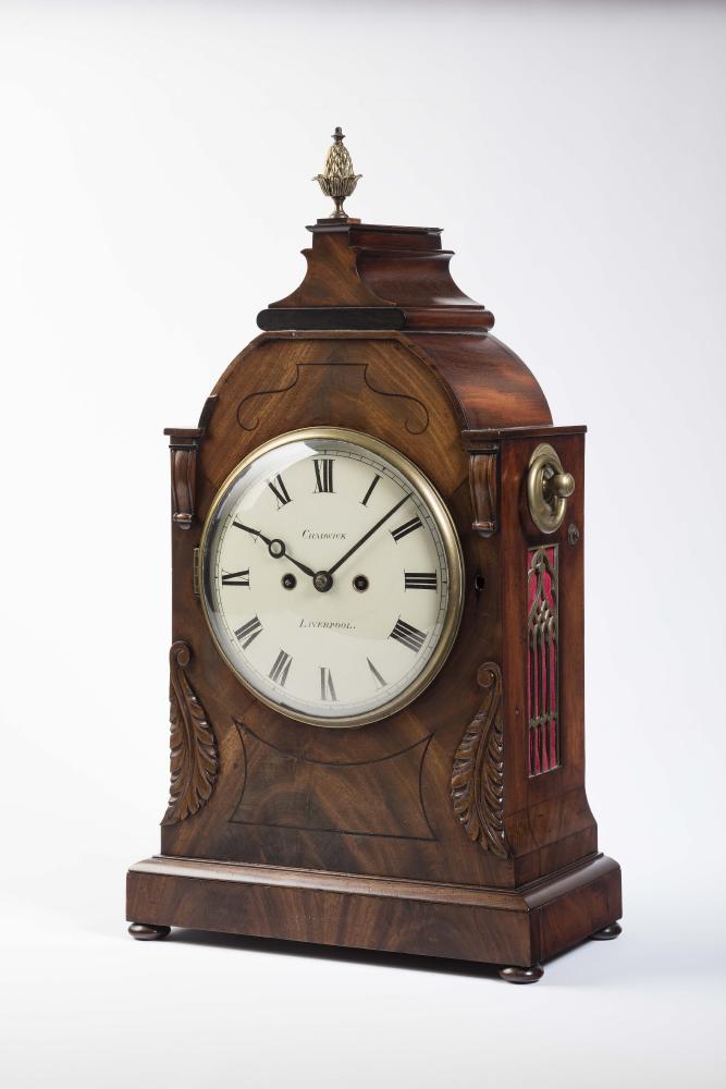 A MAHOGANY CASED BRACKET CLOCK by Chadwick Image