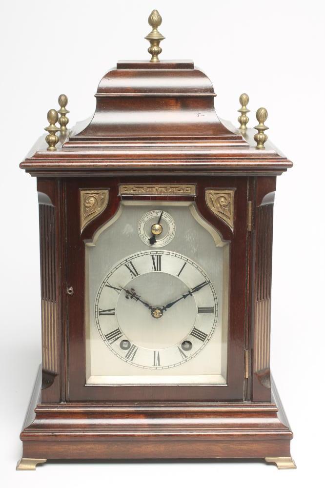 A GERMAN MAHOGANY CASED BRACKET CLOCK by Winterhalder & Hofmeier Image