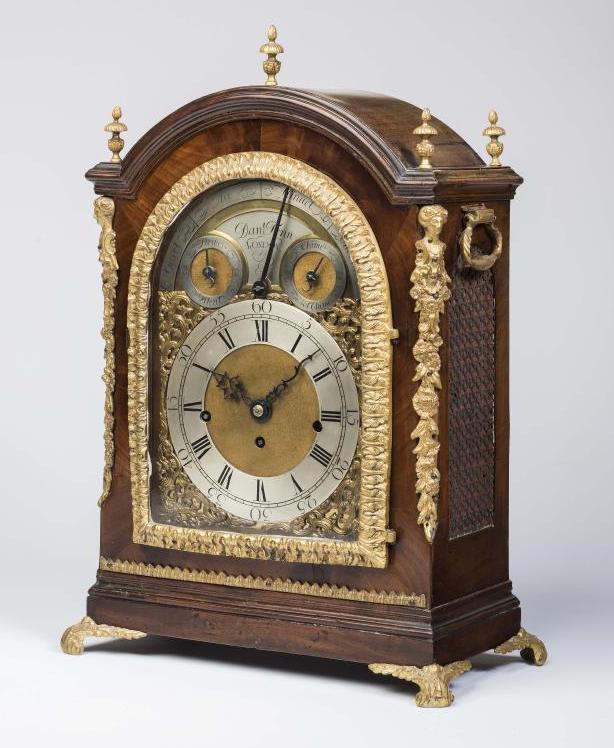 A MAHOGANY CASED MUSICAL TABLE CLOCK by Daniel Fenn Image
