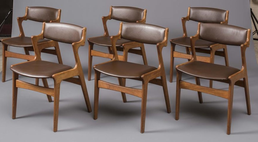 A SET OF SIX DANISH TEAK CHAIRS by Dyrlund Image