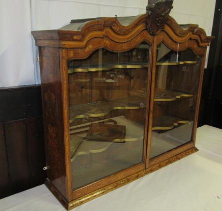 A DUTCH FLORAL MARQUETRY DISPLAY CUPBOARD Image