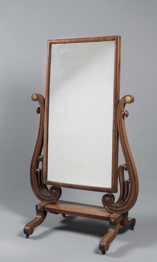A REGENCY MAHOGANY CHEVAL MIRROR Image