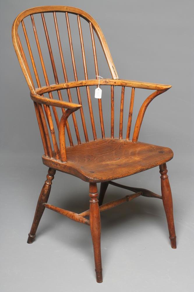 AN ASH AND ELM STICK BACK WINDSOR ARMCHAIR Image
