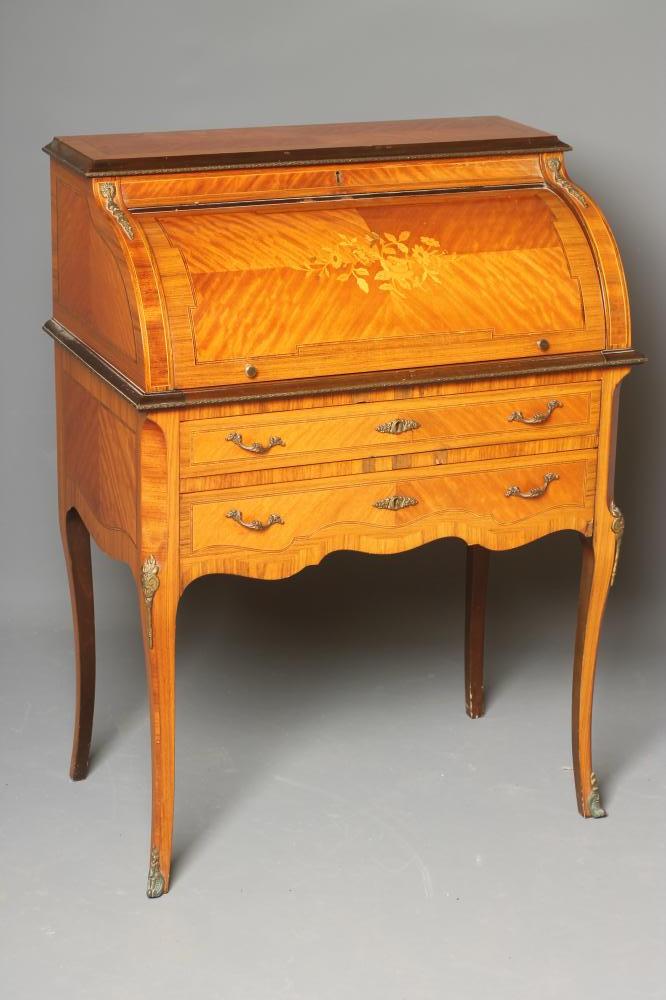 A LOUIS XVI STYLE KINGWOOD AND MARQUETRY BUREAU DE CYLINDRE Image