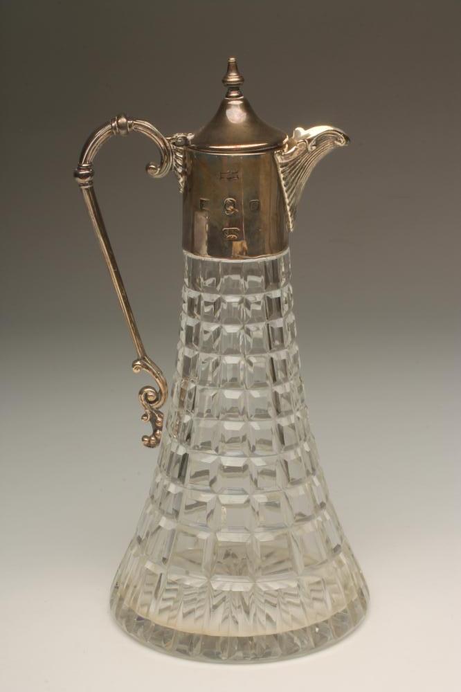 A SILVER MOUNTED GLASS CLARET JUG Image