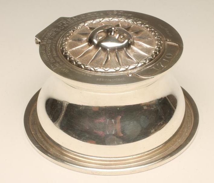 THE SUN INSURANCE COMPANY - a silver capstan inkwell Image