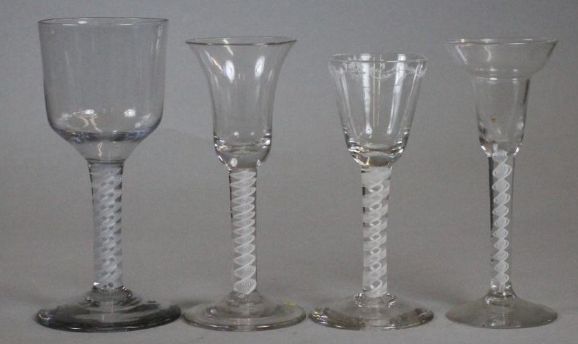 FOUR GEORGIAN AND LATER WINE GLASSES Image