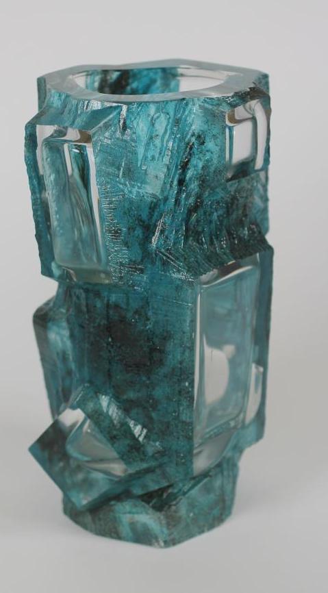 A DAUM TURQUOISE OVERLAY GLASS VASE Image