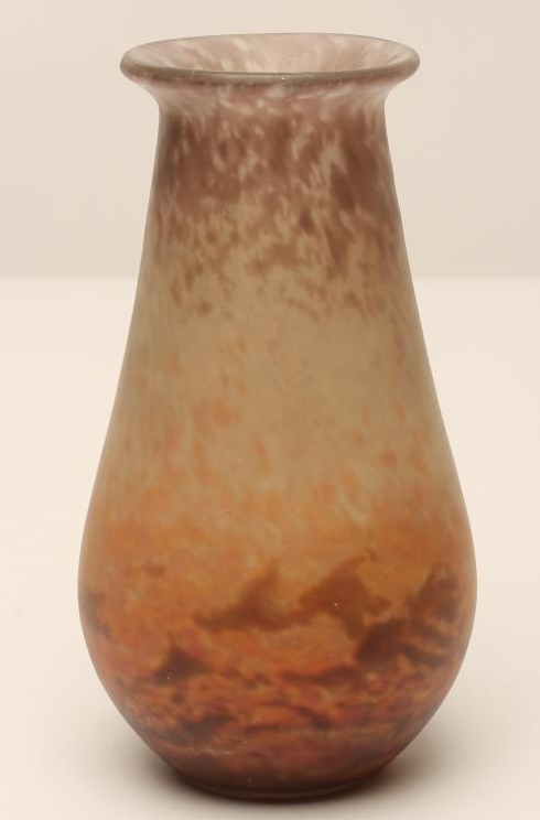 A MULLER FRERES FROSTED GLASS MOTTLED PINK VASE Image