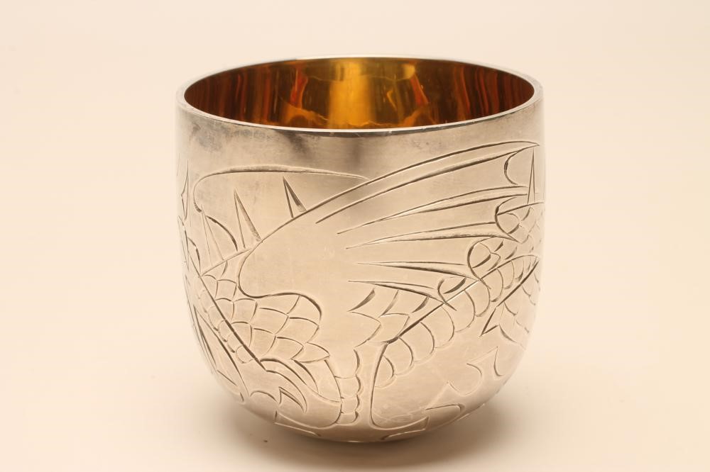 A SILVER COMMEMORATIVE TUMBLER CUP Image