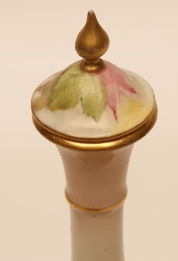 A ROYAL WORCESTER CHINA BOTTLE VASE AND COVER Image