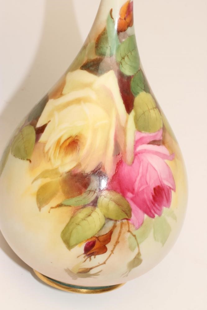 A ROYAL WORCESTER CHINA BOTTLE VASE AND COVER Image