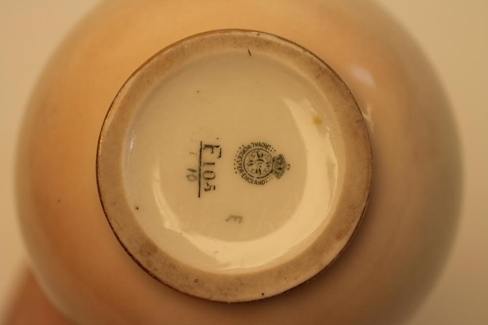 A ROYAL WORCESTER CHINA BOTTLE VASE AND COVER Image