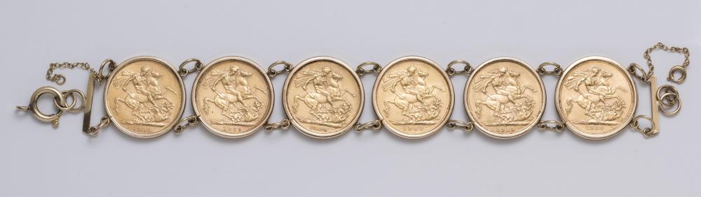 A SIX SOVEREIGN BRACELET comprising 1886 Image