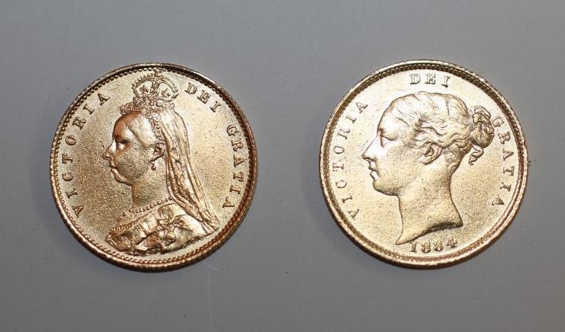 TWO VICTORIA HALF SOVEREIGNS Image