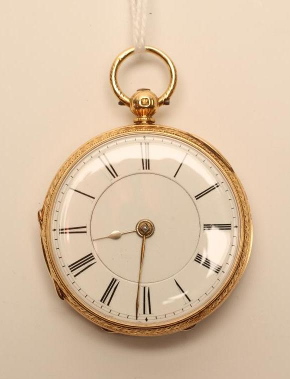 A GENTLEMAN'S VICTORIAN 18CT GOLD KEY WIND POCKET WATCH Image