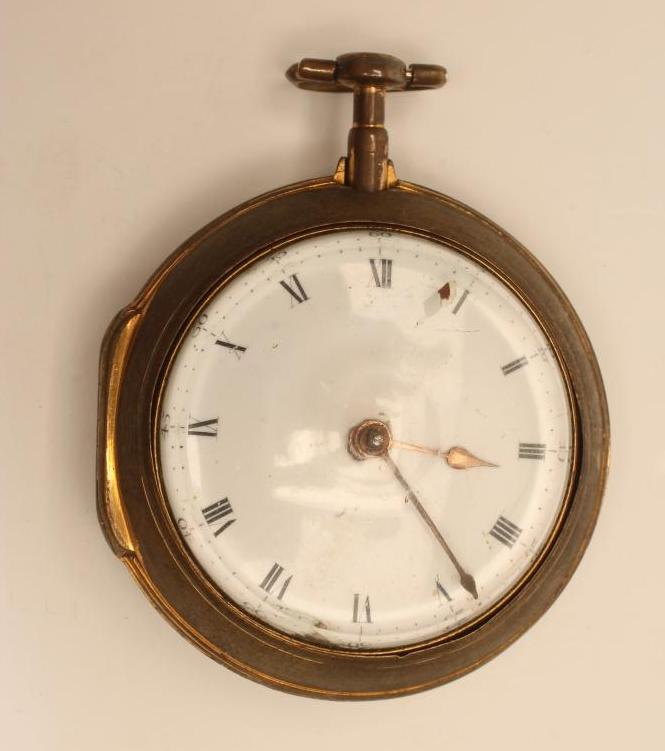 A LATE GEORGE III GILT METAL PAIR CASED VERGE POCKET WATCH Image