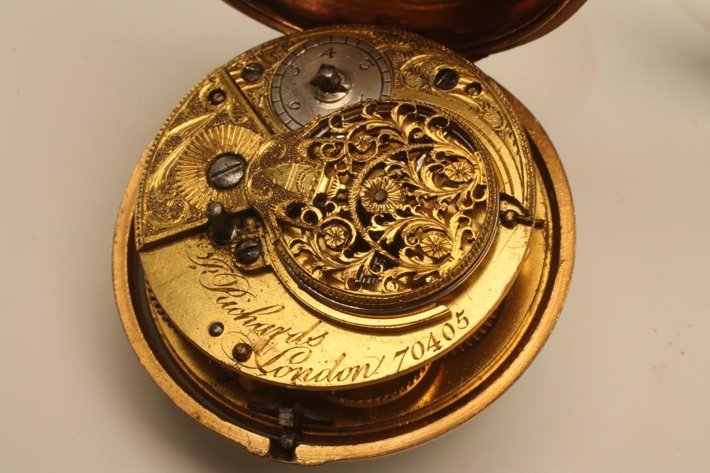 A LATE GEORGE III GILT METAL PAIR CASED VERGE POCKET WATCH Image