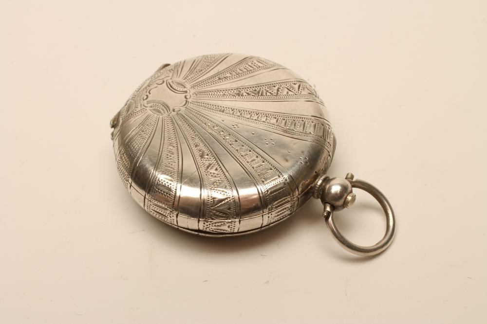 A LADY'S SILVER CASED KEY WIND FOB WATCH Image