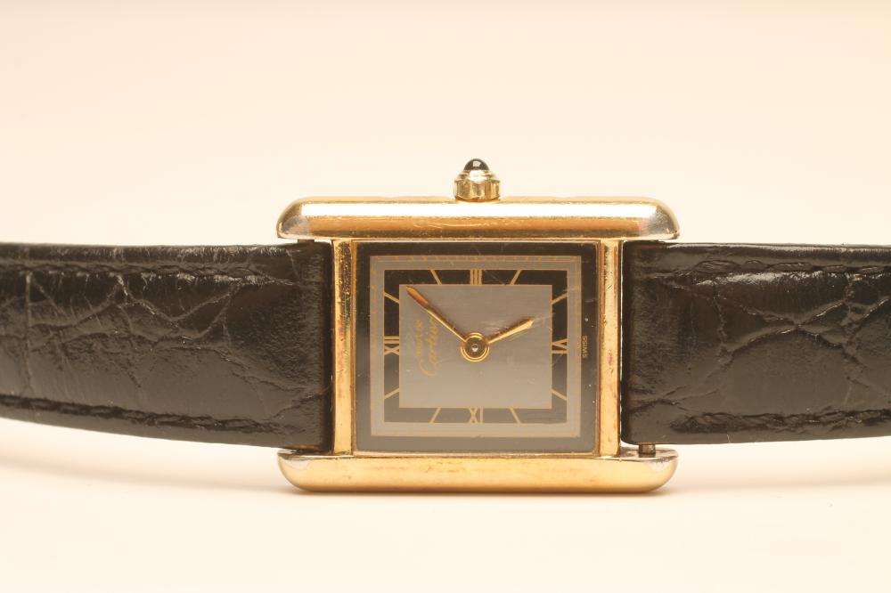 A MUST DE CARTIER SILVER "TANK QUARTZ" WRISTWATCH Image