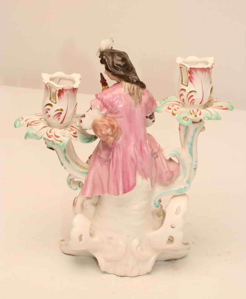 A DERBY PORCELAIN FIGURAL TWO BRANCH CANDELABRUM Image