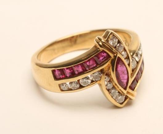 A RUBY AND DIAMOND COCKTAIL RING Image