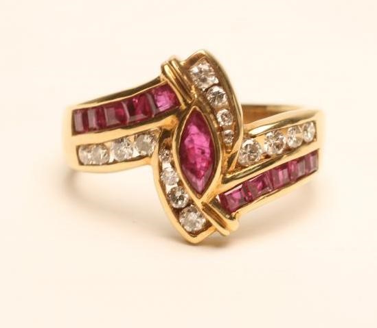 A RUBY AND DIAMOND COCKTAIL RING Image