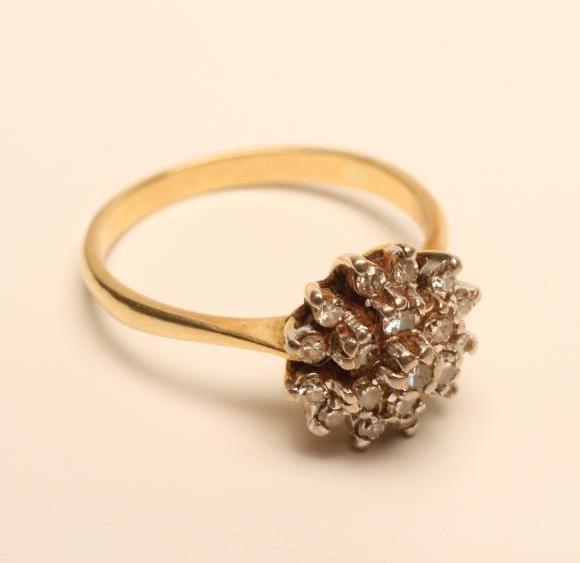 A DIAMOND CLUSTER RING Image