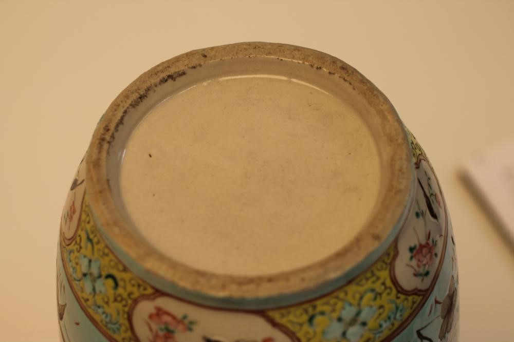 A CHINESE PORCELAIN VASE of rounded cylindrical form Image
