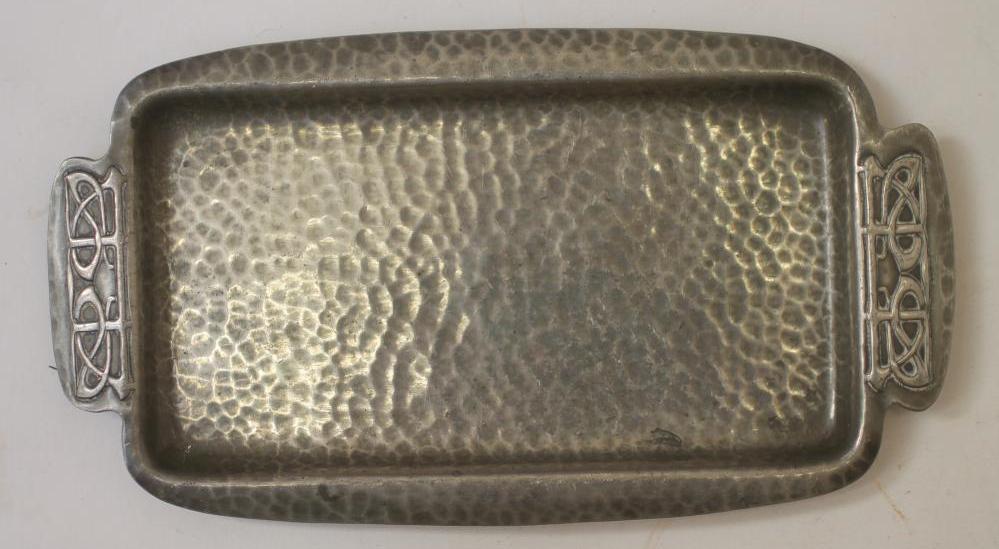 A TUDRIC PLANISHED PEWTER PEN TRAY Image