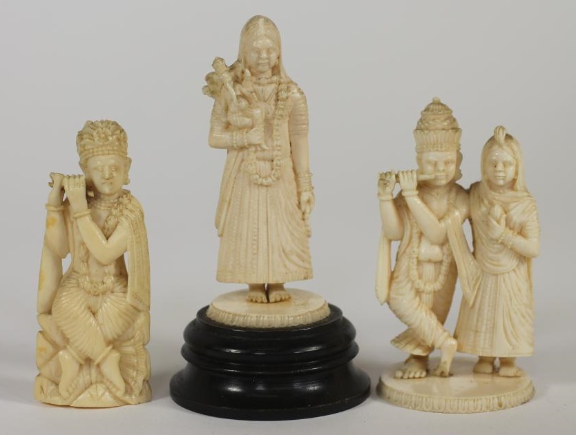 THREE INDIAN IVORY FIGURES Image