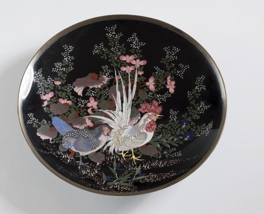 A PAIR OF JAPANESE CLOISONNE ENAMEL PLAQUES Image