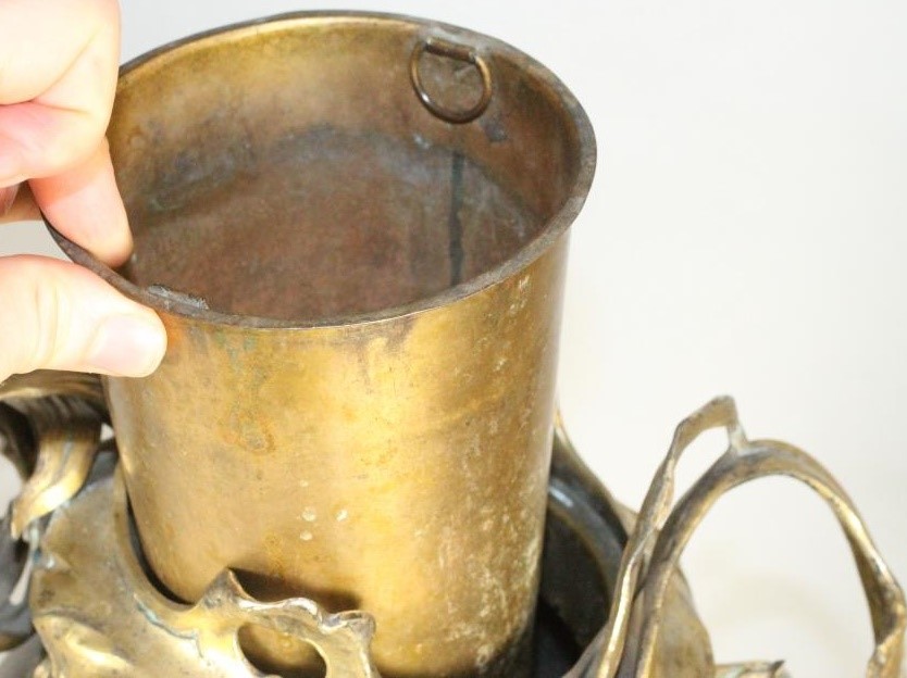 A FRENCH BRONZED METAL GARNITURE VASE Image