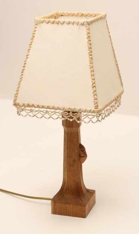 A ROBERT THOMPSON ADZED OAK TABLE LAMP BASE Image